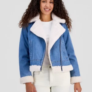 Women's Denim Moto Zipper Jacket