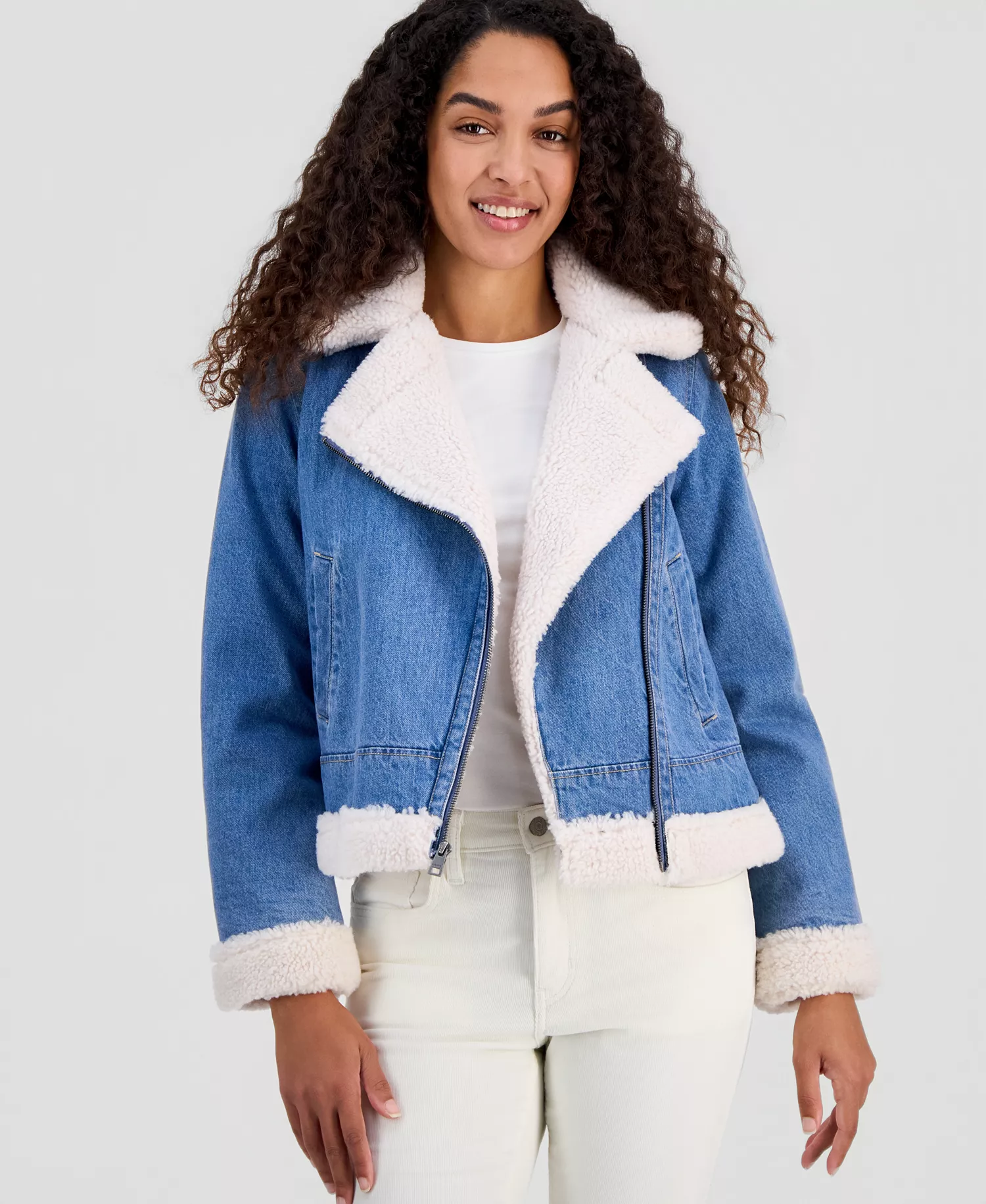 mni-67412f494764dd62d3a6e1de3b48955e Women's Denim Moto Zipper Jacket