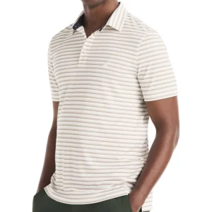 Men's Short-Sleeve Stripe Print Golf Polo Shirt