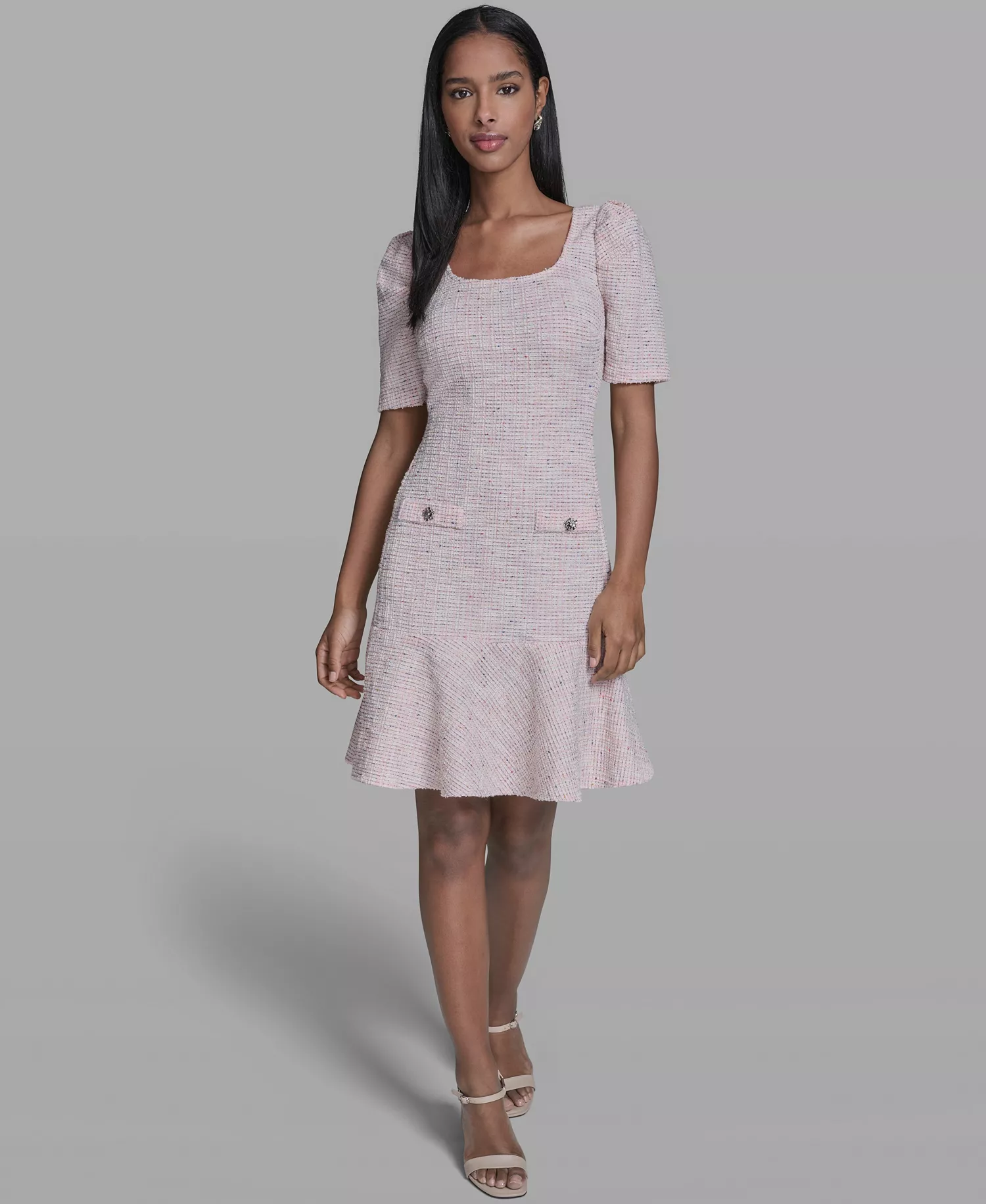 mni-69575ea9fd0128389b96eec4da5b55ea Women's Flounce Hem Square Neck Dress