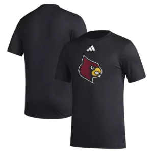 Men's Black Louisville Cardinals Primary Locker Logo Pre-Game AEROREADY T-Shirt