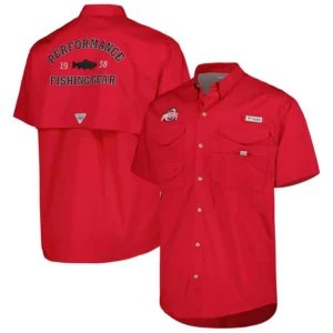 Men's Scarlet Ohio State Buckeyes Bonehead Button-Up Shirt