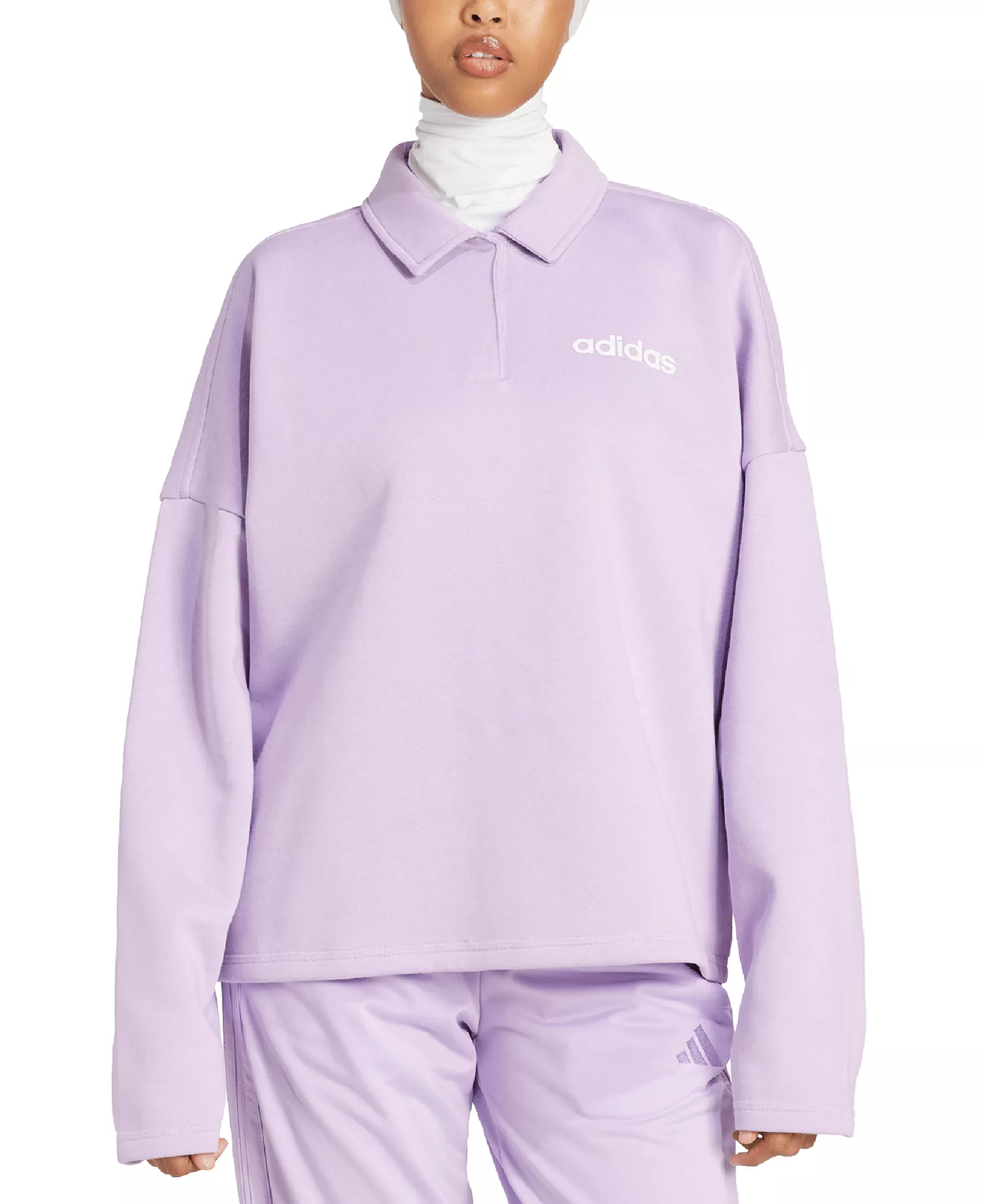 mni-6cc1a21be95a73998d49a5b0f8bebb04 Women's Essentials Linear Fleece Polo Sweatshirt — изображение 5