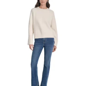 Women's Long Sleeve Bell Sleeve Relaxed Crew Neck Sweater