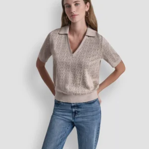Petite Polo Collar Logo Sweater