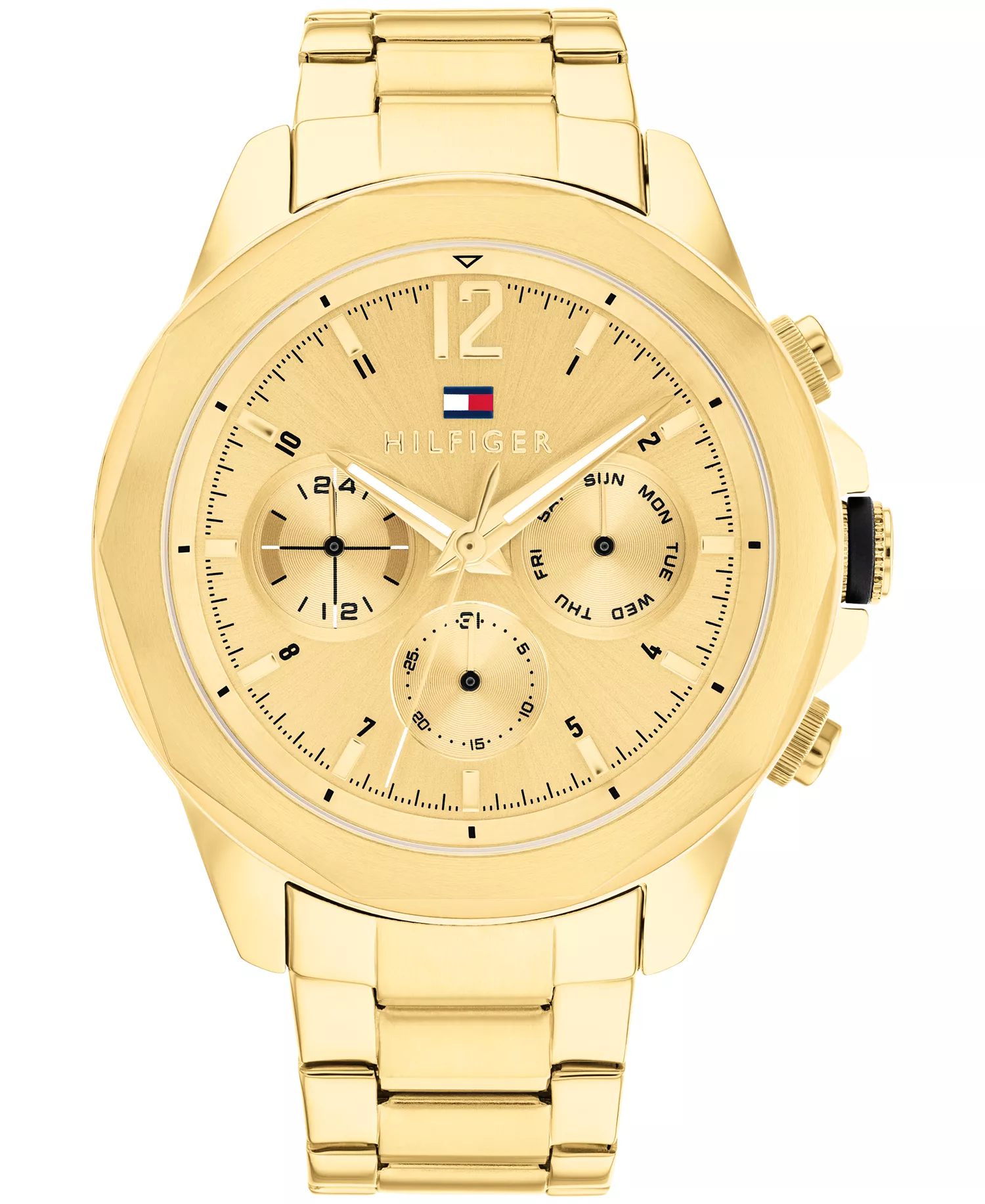 mni-6d18116a15ab78bf26f801fa0d112576 Men's Multifunction Gold-Tone Stainless Steel Bracelet Watch 46mm