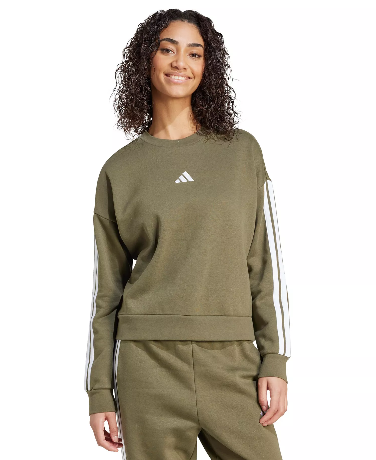 mni-6db164e2d6264362f0291c1e72e7eb55 Women's Essentials 3-Stripes Fleece Crew Neck Sweatshirt — изображение 3