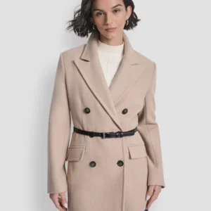 Women's Short Double-Breasted Belted Coat