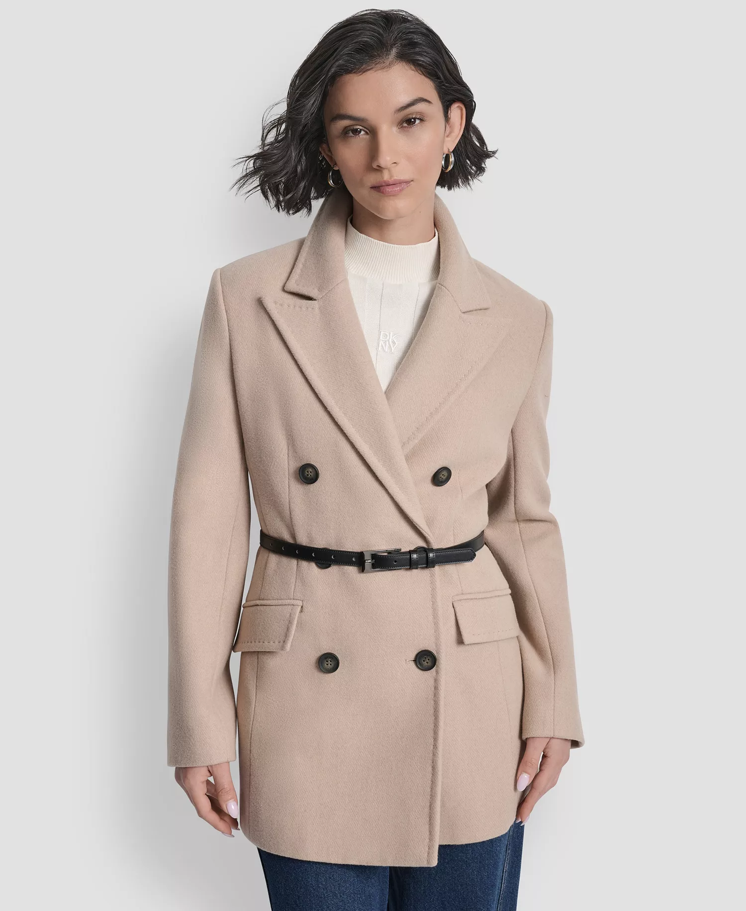 mni-6dfb82dd27d97d5dce75a48bd7633954 Women's Short Double-Breasted Belted Coat