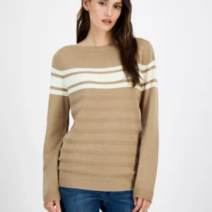 Nautica Women's Cotton Boat-Neck Textured Sweater
