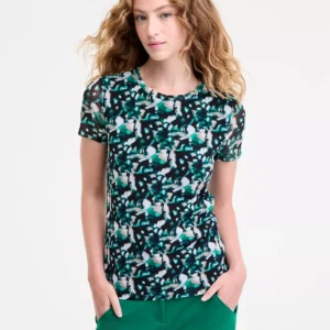 Women's Printed-Mesh Short-Sleeve Tee, Macy's Exclusive