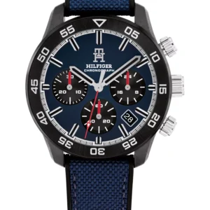 Men's Chronograph Blue Cordura & Black Silicone Strap Watch, 42mm