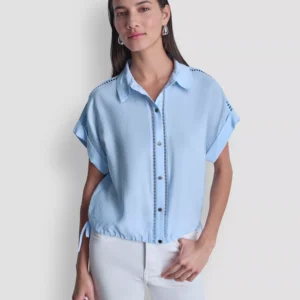 Women's Short-Sleeve Button-Down Top