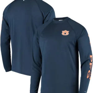 Men's PFG Navy Auburn Tigers Terminal Tackle Omni-Shade Long Sleeve T-shirt