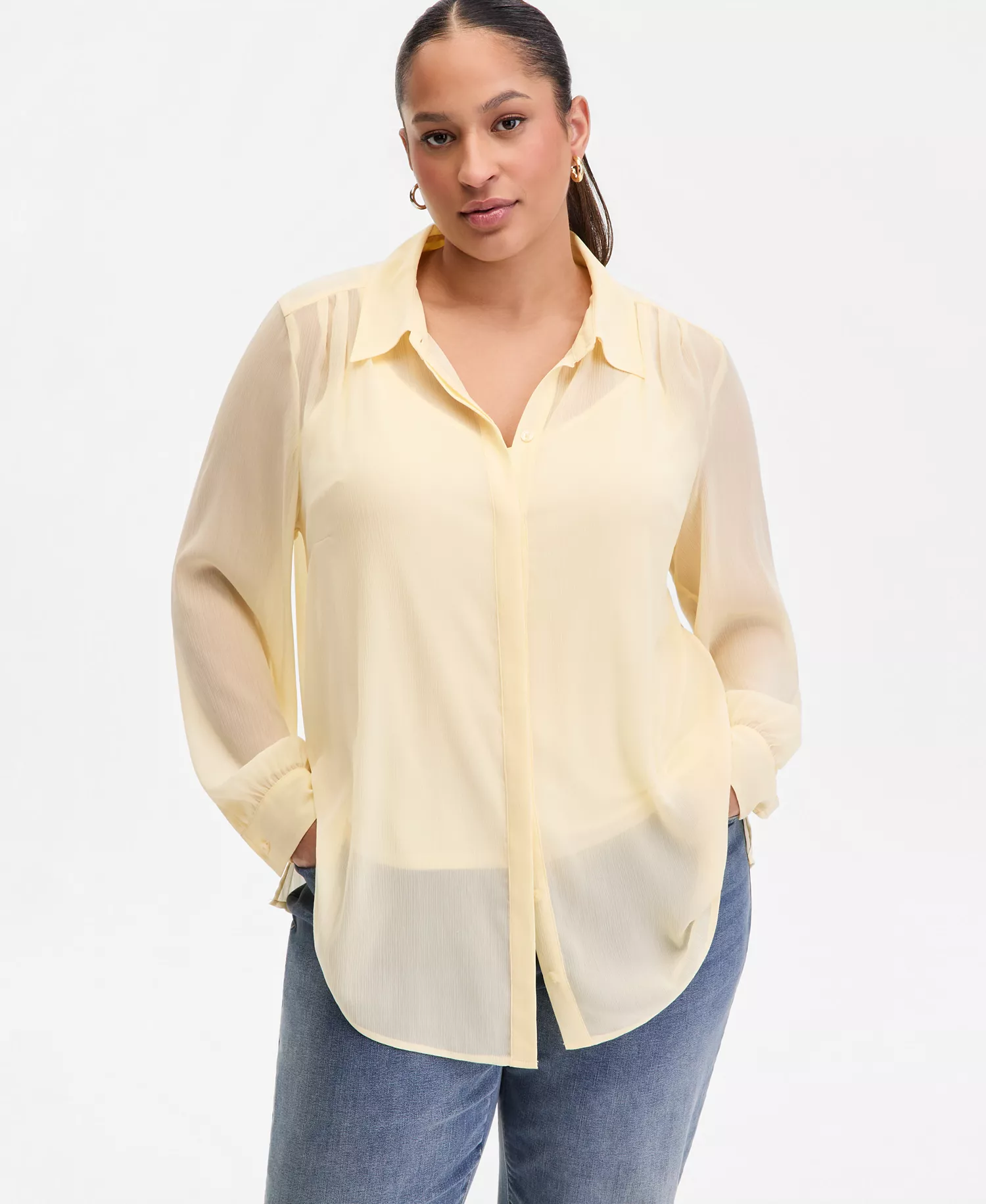 mni-716c5f4fa2d4ccf9a9252aceff4b02c9 Plus Size Collared Button-Front Shirt, Macy's Exclusive