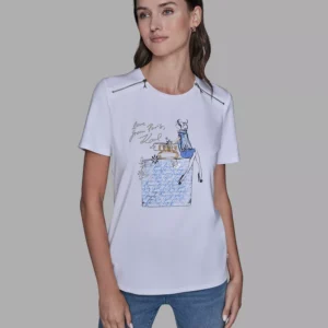 Women's Short-Sleeve Girl Perfume Bottle Printed T-Shirt