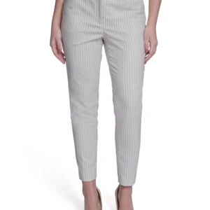 Women's Slim Fit Pinstripe Mid Rise Pants