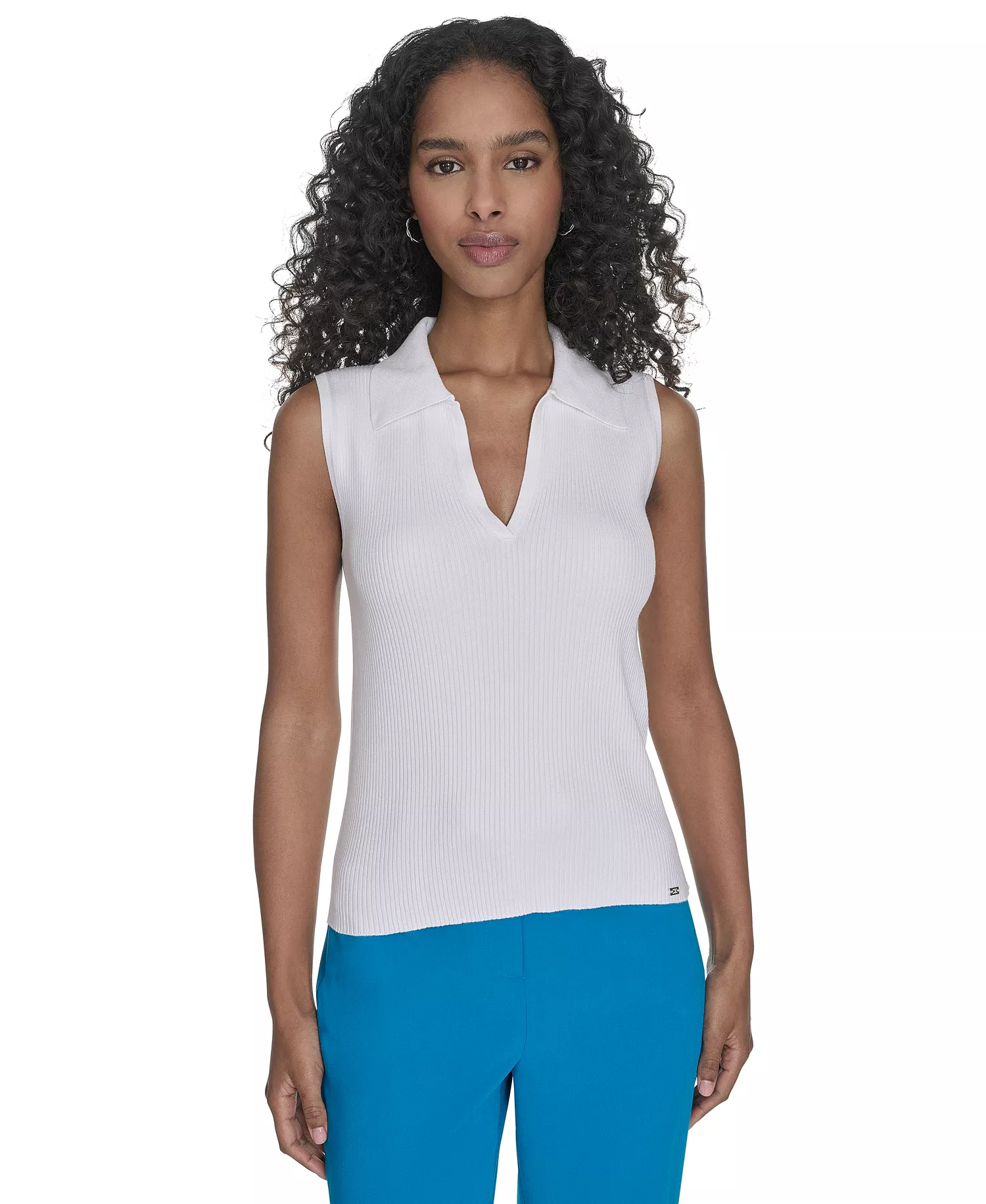 mni-723bbf2c1aab6ba3ed780dce35f732f2 Women's Johnny-Collar Sleeveless Sweater