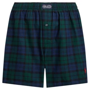 Men's Plaid Pattern Single-Button Fly Flannel Yarn-Dyed Boxers