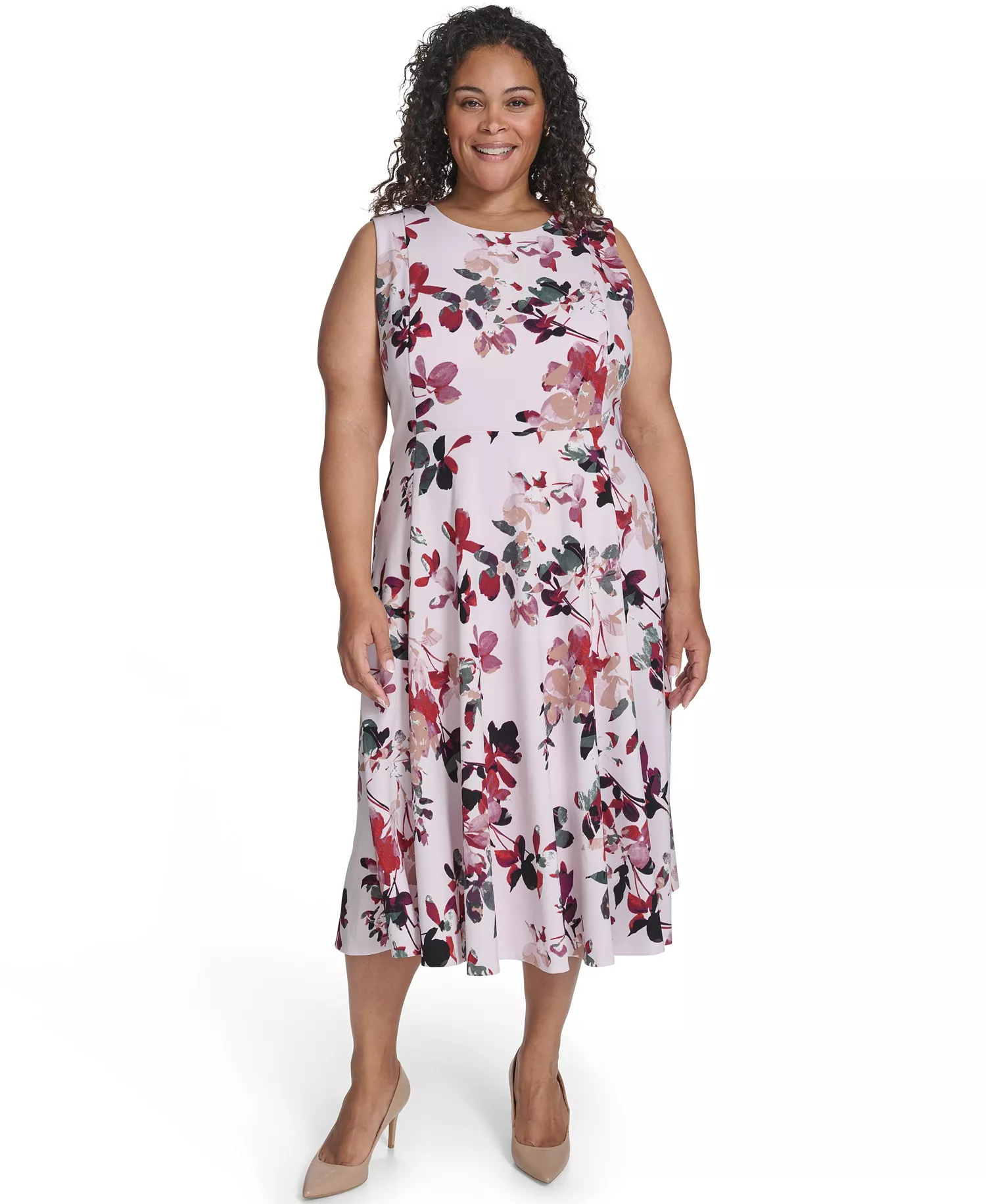 mni-728959324df9f1c28b935af88b9c4d53 Plus Size Floral Print Fit & Flare Dress