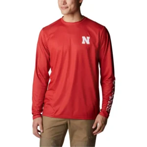 Men's Scarlet Nebraska Huskers Terminal Shot Omni-Shade Omni-Wick Long Sleeve T-shirt