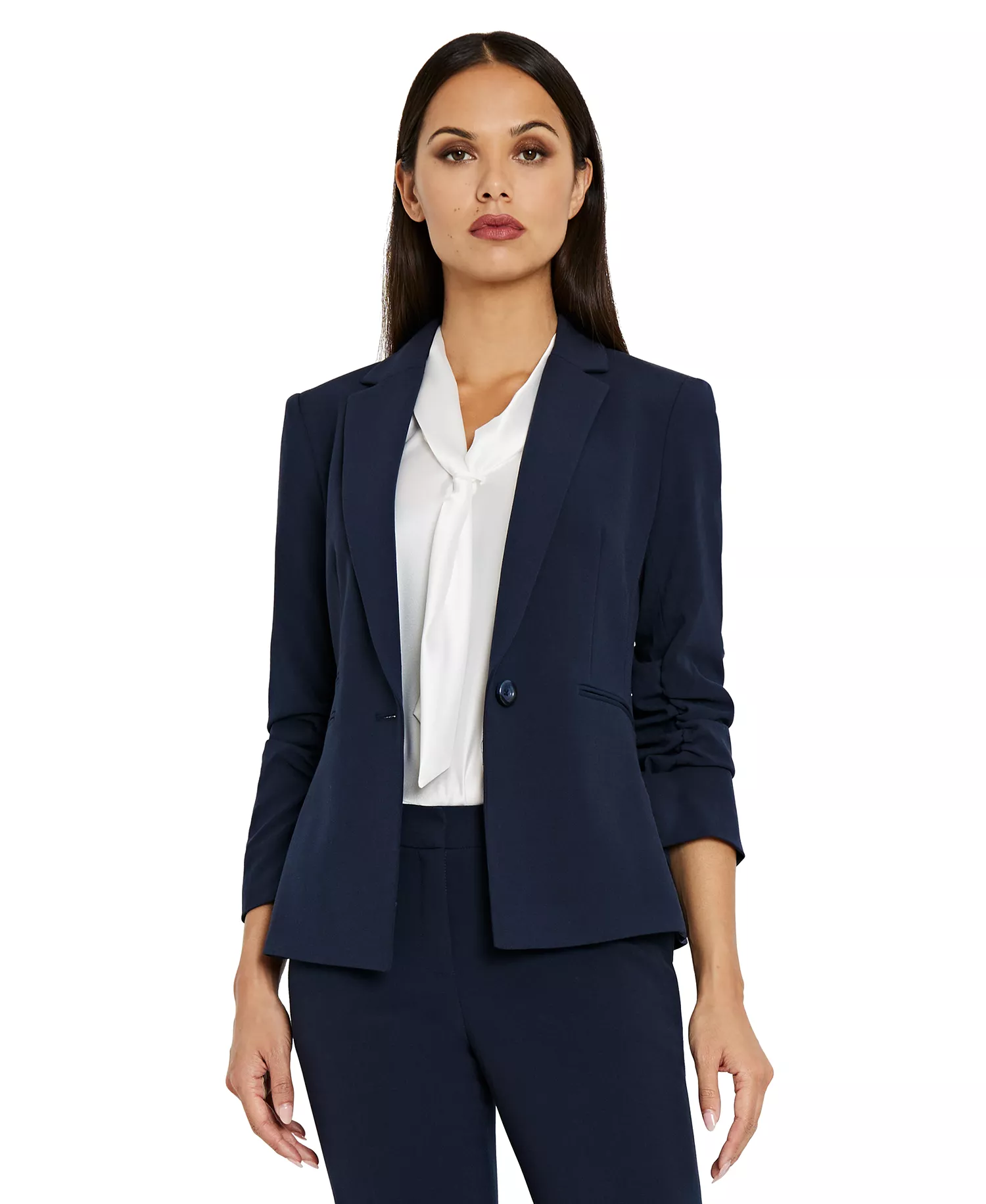 mni-73394e54e067928f65f1fb3aa2bdd2f6 Women's Ruched-Sleeve One-Button Blazer — изображение 4