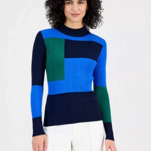 Women's Mock-Neck Colorblocked Sweater