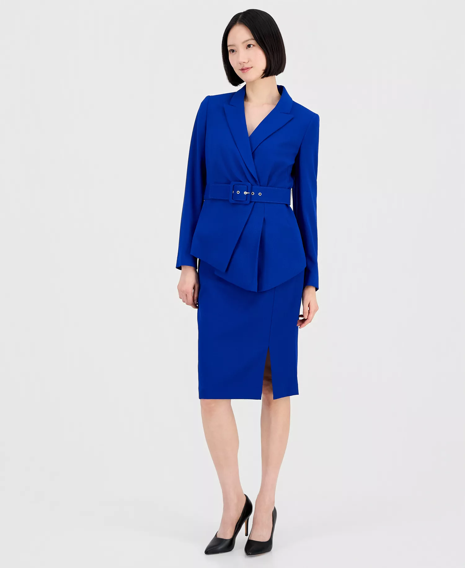 mni-73c2ed44de0156694c2b95bdedcd7be8 Women's Asymmetrical Belted Jacket & Pencil Skirt Suit Set — изображение 6