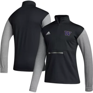 Men's Black Washington Huskies Team Issue AEROREADY Quarter-Zip Jacket