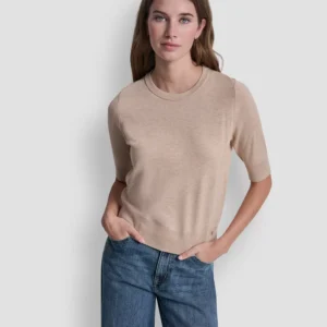 Women's Elbow-Sleeve Crew Neck Sweater