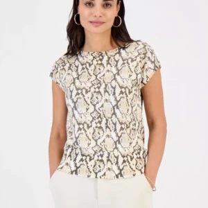 Petite Printed Wide Neck Dolman-Sleeve Top, Macy's Exclusive
