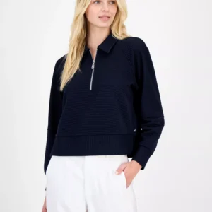 Nautica Women's Quarter Zip Ottoman Sweatshirt