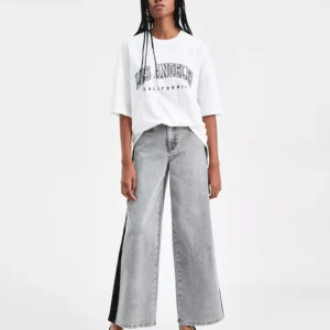 Women's High-Rise Side-Stripe Wide-Leg Jeans, Macy's Exclusive