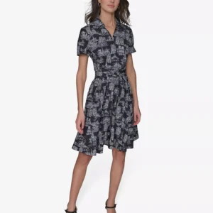 Women's Paris Toile Tie-Waist Dress