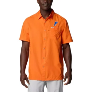 Men's Orange Florida Gators PFG Slack Tide Omni-Shade Button-Up Camp Shirt