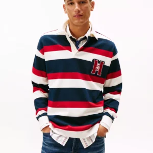 Men's Crest Striped Polo Shirt