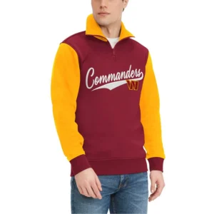 Men's Burgundy, Gold Washington Commanders Aiden Quarter-Zip Top
