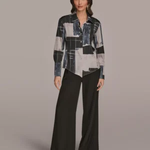 Petite Long-Sleeve Printed Blouse
