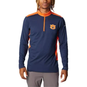 Men's Navy Auburn Tigers Tech Trail Omni-Shade Quarter-Zip Top