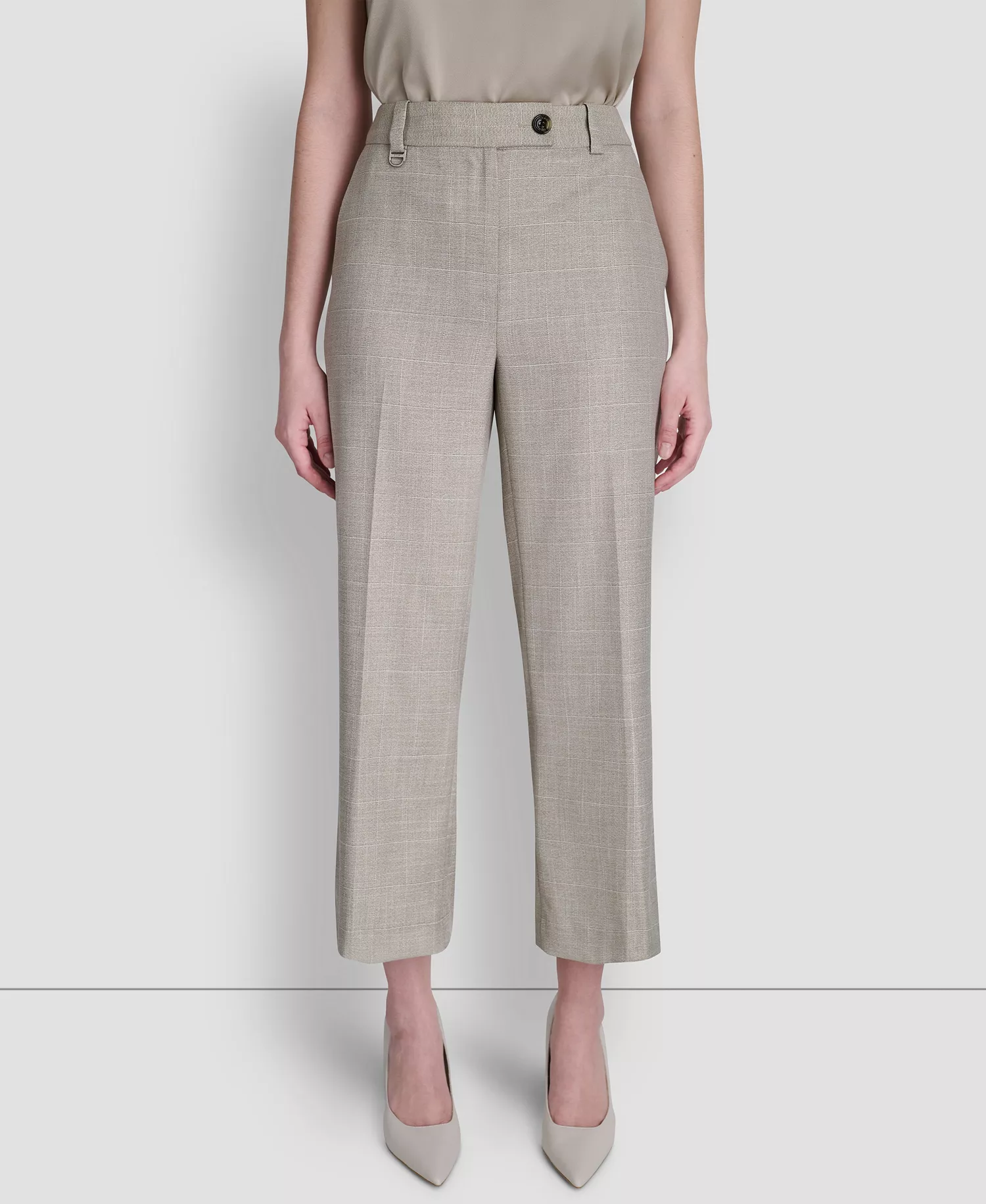 mni-762bdc68772166f2c34c7fe3d20d6b72 Women's Windowpane Mid-Rise Cropped Pants