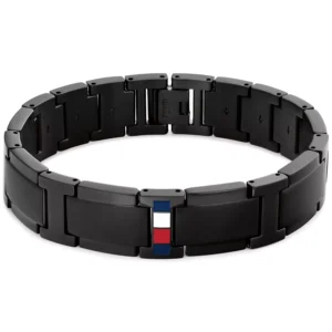 Men's Black Ion-Plating Stainless Steel Adjustable Bracelet