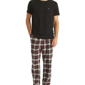 Men's Plaid Pajama Pants & Solid Pajama T-Shirt Set