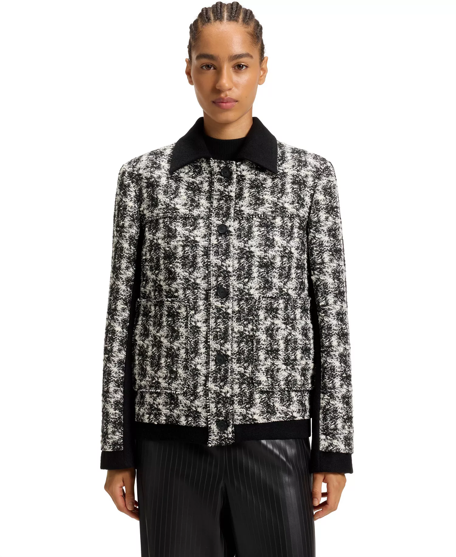 mni-76f60d8addadd0bdb501cc1a9f2e932f BOSS by Women's Patterned Feather Tweed Regular-Fit Jacket