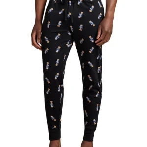 Men's Rib Waistband Knit Bear Pajama Jogger Pants