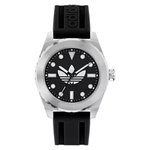 Unisex Analog Black Silicone Watch, 44mm