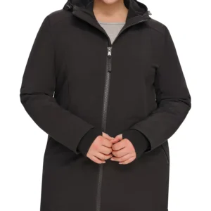Womens Plus Size Hooded Faux-Fur-Lined Anorak Raincoat, Created for Macys