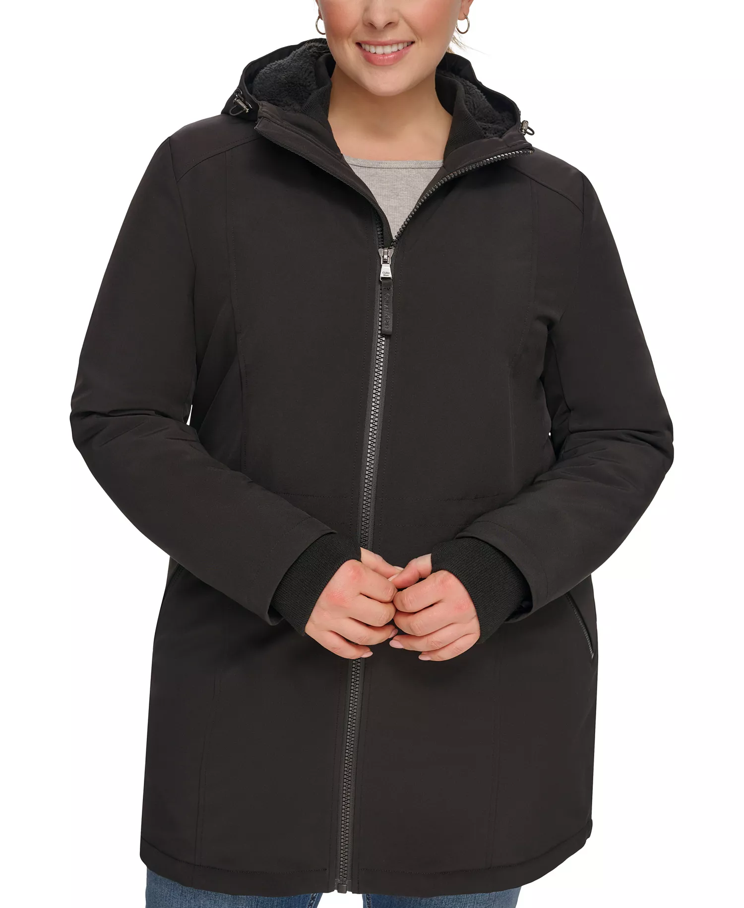 mni-7800f0bb69077894331ee466ffbb4058 Womens Plus Size Hooded Faux-Fur-Lined Anorak Raincoat, Created for Macys
