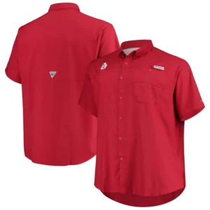 Men's Crimson Oklahoma Sooners Big Tall Tamiami Omni-Shade Button-Down Shirt