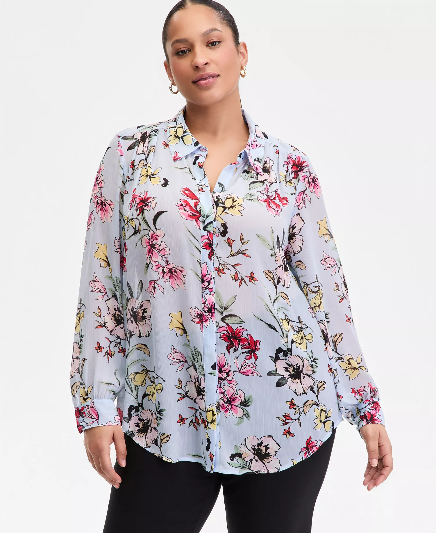 mni-799dc601ba369dff2156e6fa4958602d Plus Size Collared Button-Front Shirt, Macy's Exclusive — изображение 3