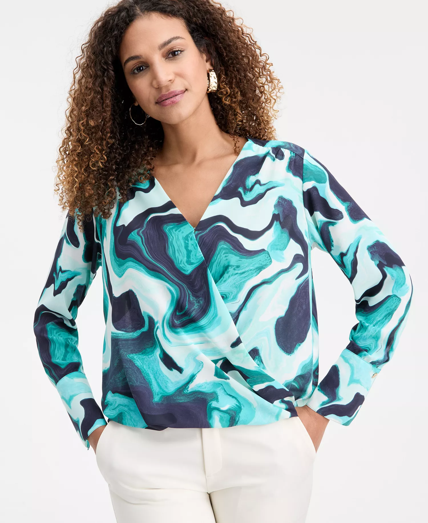 mni-79c4fdf6dc9ba6772c268909e26a5ff5 Women's Surplice Long-Sleeve Blouse, Exclusively at Macy's — изображение 7